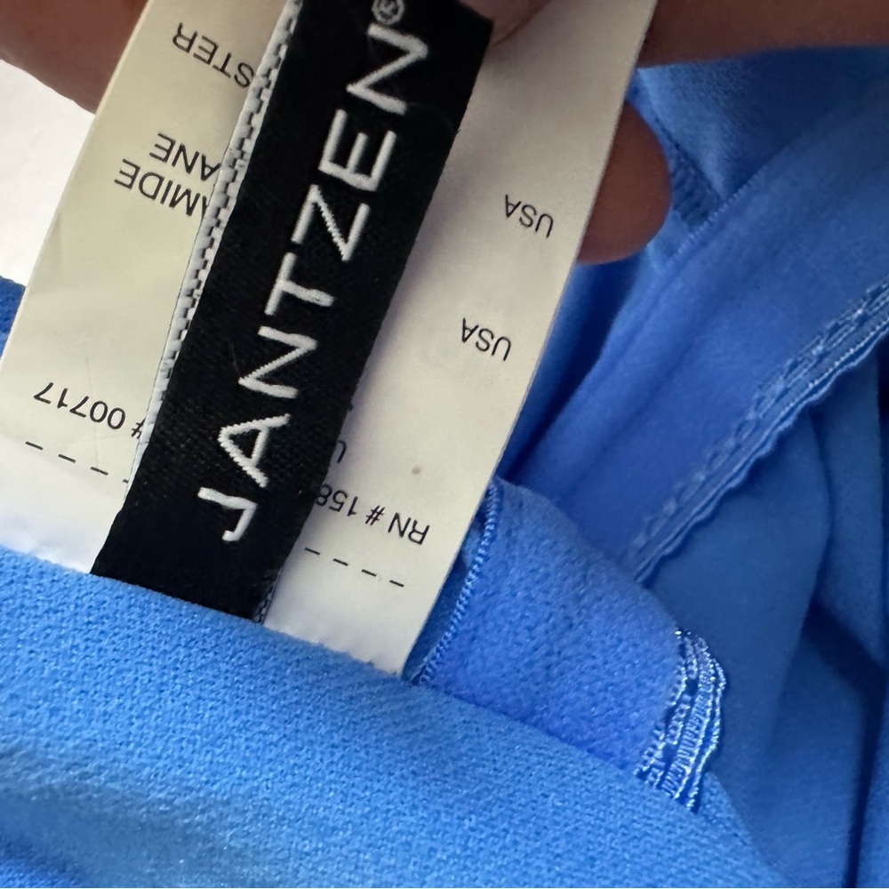 NWT Jantzen Off the Shoulder Cornflower Blue One Piece Bathing Suit Size 14 - Picture 11 of 13